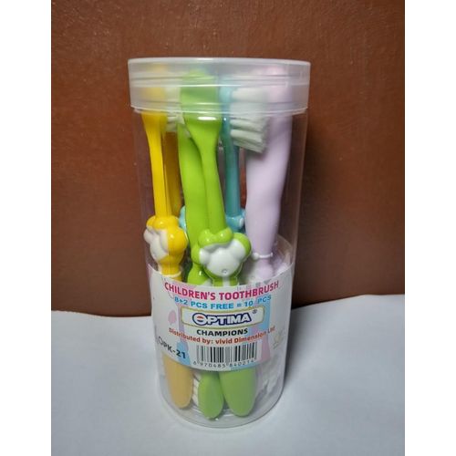 10 Pieces - Children Multi Colour Tooth Brushes with Cover - 2 to 5 Years -Keep Your Mouth Clean Always