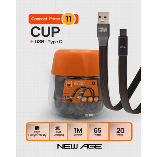 Newage USB-A to TypeC 65W Cable phones charging & data cable Connect prime11 1pc