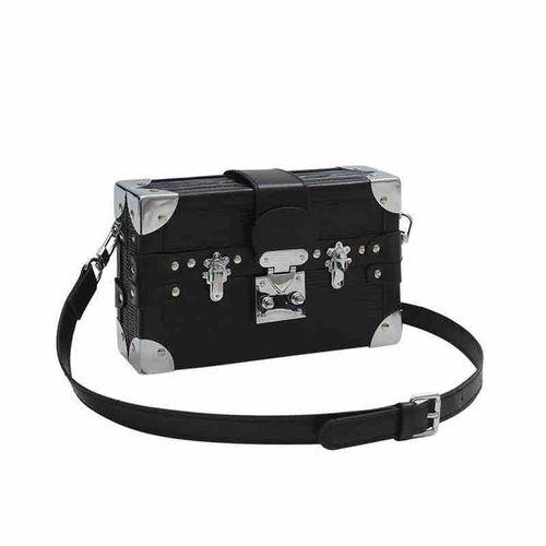 Vintage Boxy Trunk Crossbody Bag - Retro Square Shoulder Clutch - Mini Suitcase Handbag