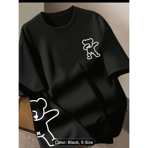 round-neck t-shirt characterized by a distinctive cartoon bear print, often referred to as a dabbing bear