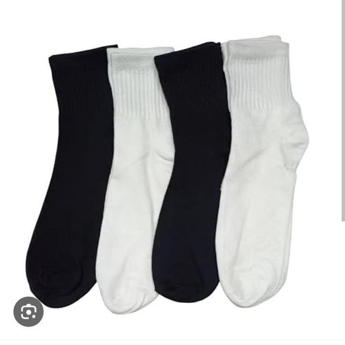2 Pairs Black + 2 Paira White (4Pairs) Unisex Adult & Senior Student Socks