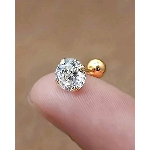 Surgical Stainless Steel Screw earrings - Cubic Zirconia Stud Earrings