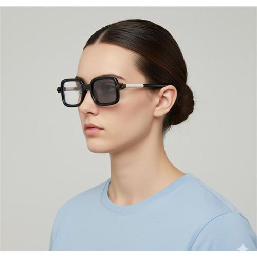 Solid Square Frame Unisex Photochromic and Anti Blue Light Presbyopic Glasses