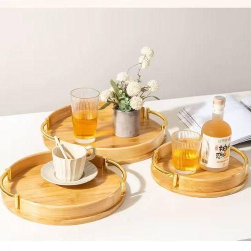 Luxury Polished 3 In 1 Marble Bamboo Wooden Serving Tray