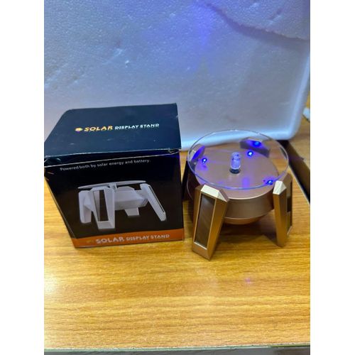 Solar Rotating Display Stand, 360° Turntable with LED Light, Solar + Battery Powered, 90mm, For Phone, Jewelry, Camera, Jewelry, Watch, Perfume Display. Make Your Products Spin and Shine. Automatically rotates 360° to showcase any item. No wiring needed.