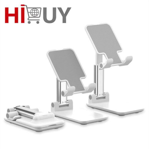 HIBUY Desktop Smartphone Holder, Foldable Phone Stand - White
