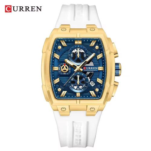 Quality Luxury Chronograph Sports White Rubber Strap Wristwatch