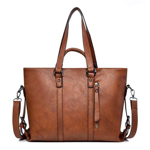 Brown Extra large ladies/ women casual cross shoulder tote lap top hand bag