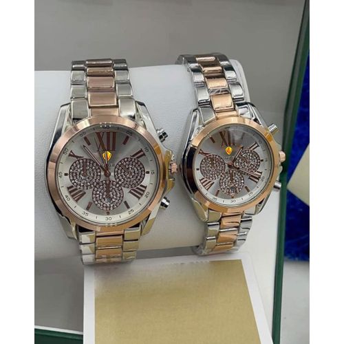 Quality Sophisticated Genuine No Fading Silver/Rosegold Designer Wristwatch For Couple