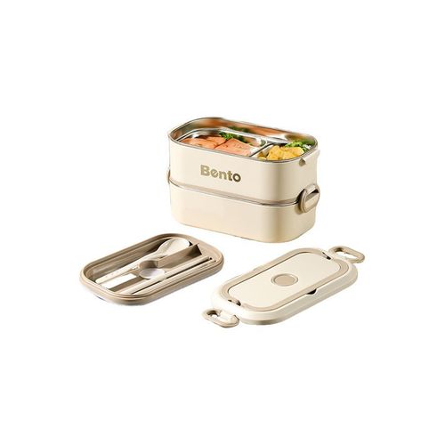 2-layer leak proof lunch box, compartment and cutlery, large capacity 1600ml lunch box, adult lunch box container, microwave heating, food safety lunch box