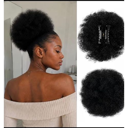 1pc Black Kinky Curly High Puff Claw Clip Hairpiece, Synthetic Voluminous Hair Bun, Lightweight Comfortable Hair Accessory for Daily, Parties, Festivals & Special Occasions
