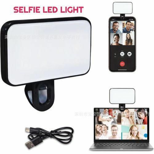 Led Rechargeable Fill Light Adjustable,For Phone Camera Vlog Conference With Clip-black