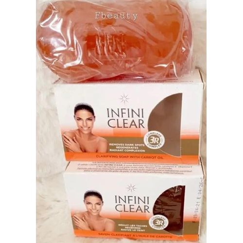 Infini-Clear Clarifying Soap With Carrot Oil Removes Dark Spots Regenerates radiant Complexion 180g-2 Piece..
