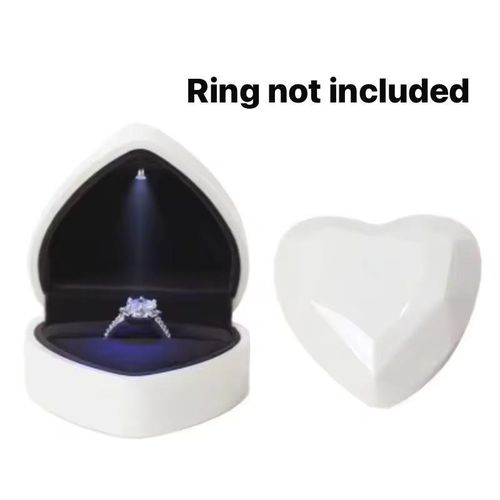Heart Shape Engagement Wedding Ring Holder with LED Light Pocket-sized Portable Jewely Boxes
