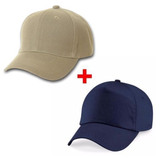 Combo 2 In 1 Face Caps Pack - Khaki And Navy Blue