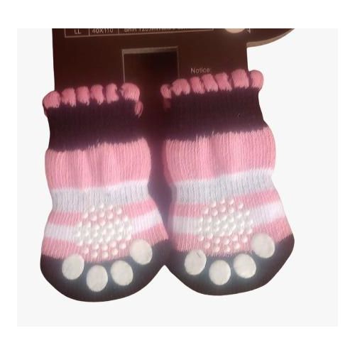 Anti-Slip Pet Socks With Rubber Paw Protector Set Medium