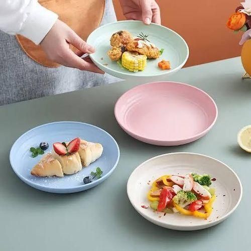 6 in 1 Wheat Straw Dinner Plate Household Fruit Plate Student Salad Fruit Plate
