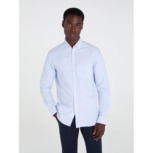 Blue & White Striped Slim Fit Oxford Shirt
