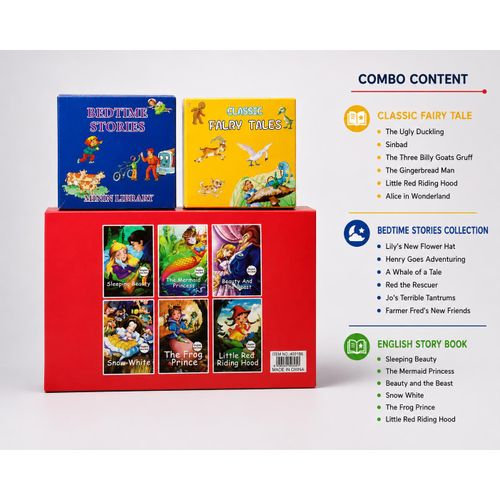 3-in-1 Children's Story Book Gift Set – 18 Classic Fairy Tales and Bedtime Stories Mini English Story Book Collection for Kids (Recommended)