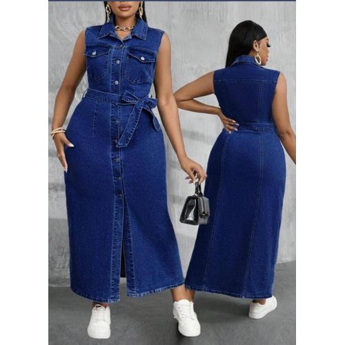 Classy and trendy ladies armless long Jean gown