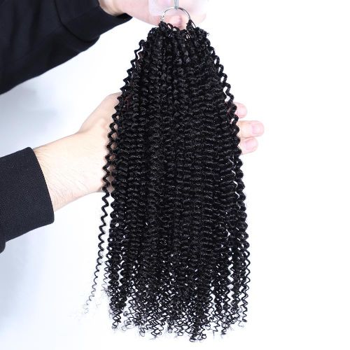 Human Black Pearl Kinky Curl Braiding Hair Bundle HHJ N AKC 16" Natural Color Feathering Tip Crochet Hair Extension For Women
