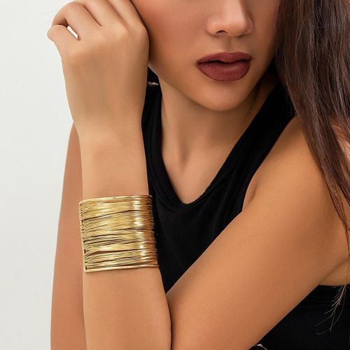 1 piece of luxurious non oxidized women's cuff gold colored thick bracelet