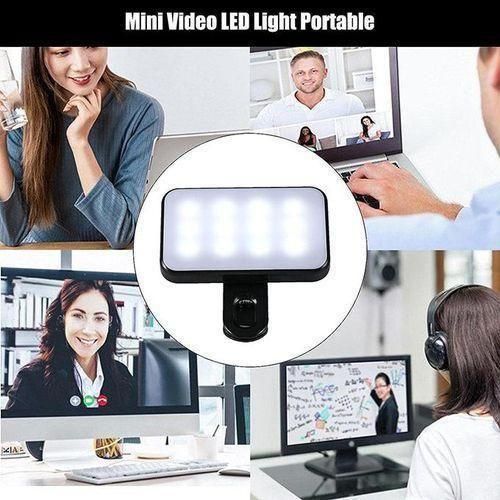 Led Rechargeable Fill Light Adjustable,For Phone Camera Vlog Conference With Clip black