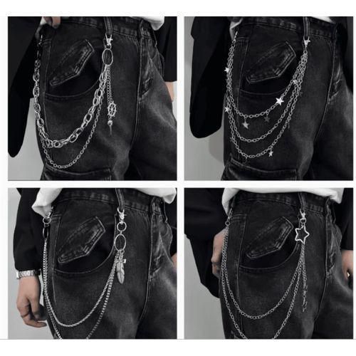 Mens jean chain belt silver