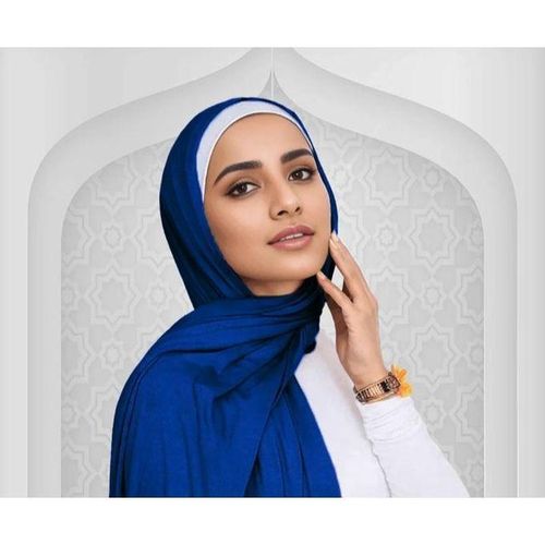 Breathable Plain Jersey Hijab Scarf Blue
