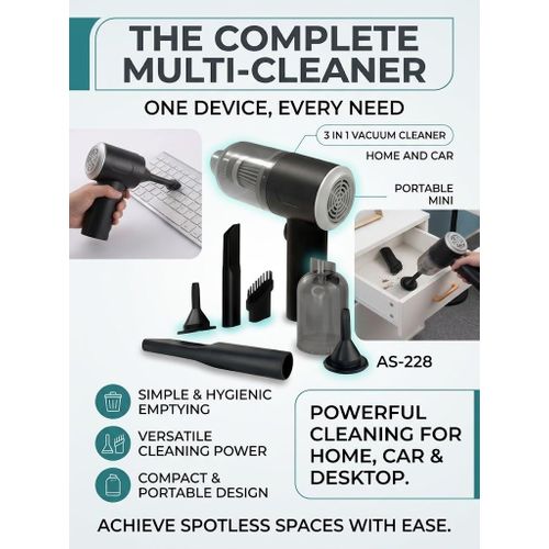 Original Wireless Multipurpose Car & Home Vacuum Cleaner - Powerful Handheld Vacuums, 3-in-1 Rechargeable Handheld Vacuum Cleaner for Home, Office & Car – Portable Cordless Mini Vacuum
