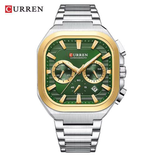 Quality Long Lasting / Non Fading Sophisticated Gold/Silver Chronograph Diamond Wristwatch