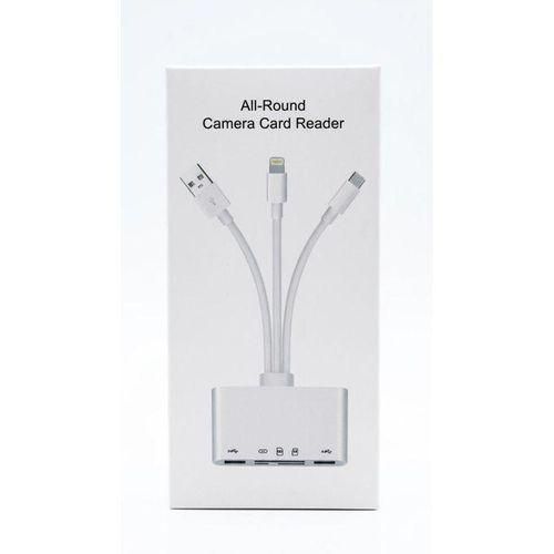Camera Card Reader Lightning+USB-C to SD/TF/USB for iPhone,Samsung,remdi,tecno All-Round
