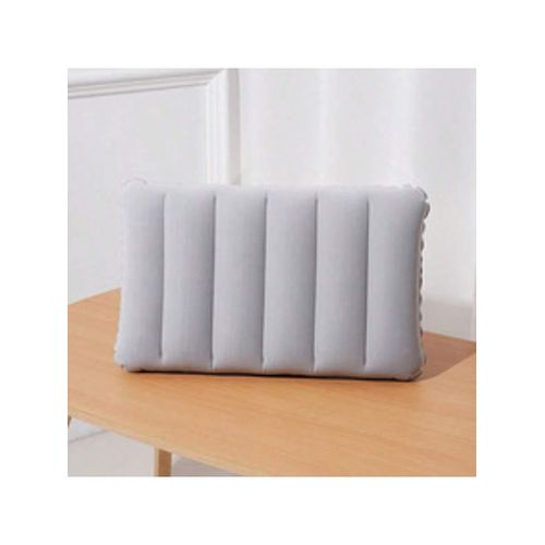 Square Inflatable Travel Pillow, Thick PVC Flocked Fabric, Portable Air Pillow For Airplane, Travel & Office Nap-Grey