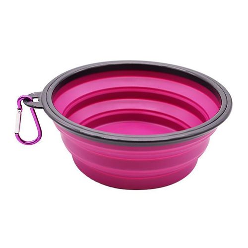 Foldable Pet Bowl With Hanging Hook - Portable Travel Food & Water Bowl for Dogs & Cats Purple 650ml