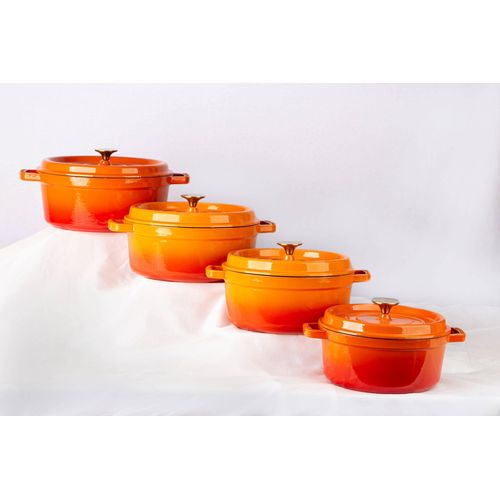 4 Piece Enamelled Orange Dutch Oven Set