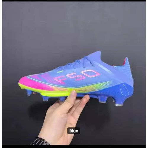 Men's Football Soccer Cleats – Blue, Pink & Neon Green