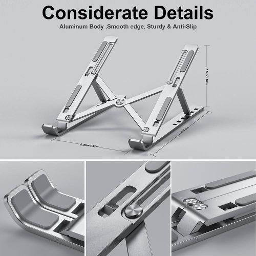 Adjustable Aluminum Laptop Stand – 6 Level Foldable Ergonomic Laptop & Tablet Holder