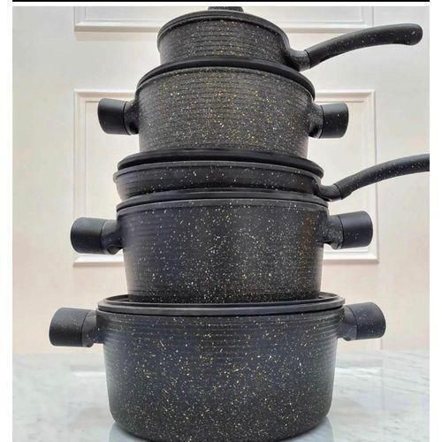 5PCS Set Diecast Non-Stick Pots-Granite Effect
