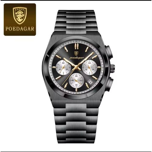 Elegance Super Sophisticated Analogue Chronograph Designer Black Wristwatch