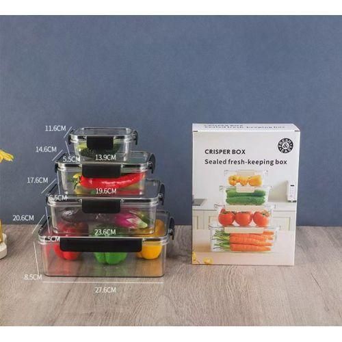 4pcs set rectangle food storage box with lock