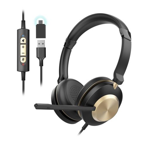 ENC Noise Canceling USB PC Laptop Office Headset with Microphone Designed for Work Zoom Skype & Teams Call Centre Headset