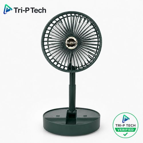Rechargeable Folding Table Fan With Phone Stand - Portable USB Desk Fan