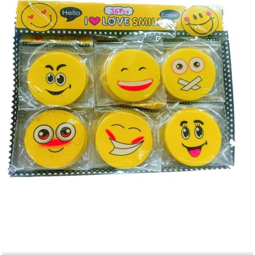 36pcs Cute Emoji Erasers for Kids – Assorted Designs