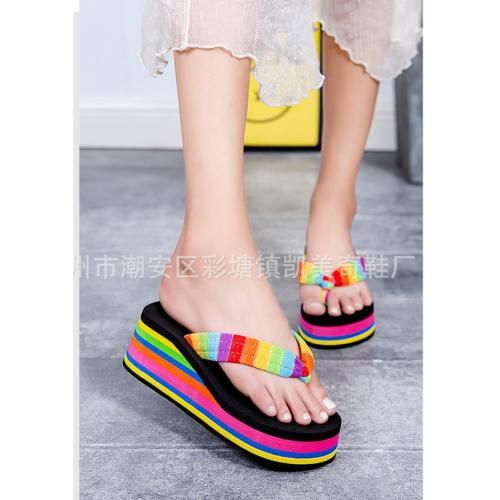 Ladies Quality Platform Slippers Women's Shoe-multicolour