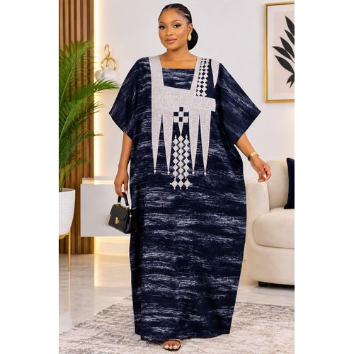 Elegant Grey and Silver Ankara Boubou Dress