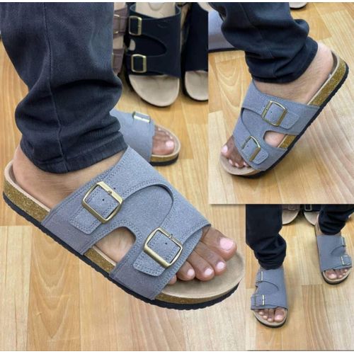 Quality Leather Unisex Pam Birken Slippers-Grey