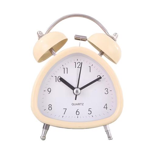 Dual Bell Classic Nordic Kids Desk Alarm Clock with Radio Metal Material Needle Display-Student Bedside Table Clock, Analog Desktop Twin Alarm Clock Mechanical Desk Clocks with Night Light Retro Vintage Alarm Clocks
