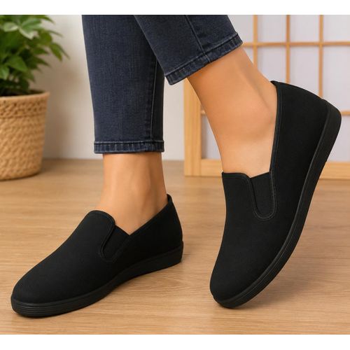 Unisex Wear-Resistant Flexible Sports Sneakers - Casual Walking Cloth Shoes - Black