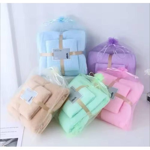 2-Piece Plush Coral Fleece Towel Set – Bath Towel + Face Towel