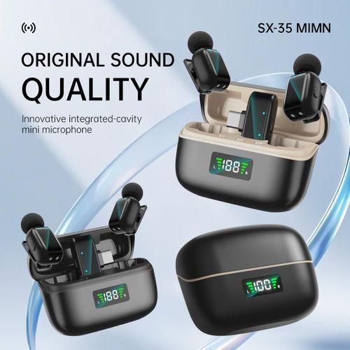 Samsung Galaxy Wireless Dual Microphone SX35 Mini Lavalier for Smartphone Live Broadcasting Noise Reduction, & Vlogging High Quality Microphone Content Creators for PC, iPhone, Andriod, Record Interview, Vlogs, skit, interview, broadcast, podcast, comedy